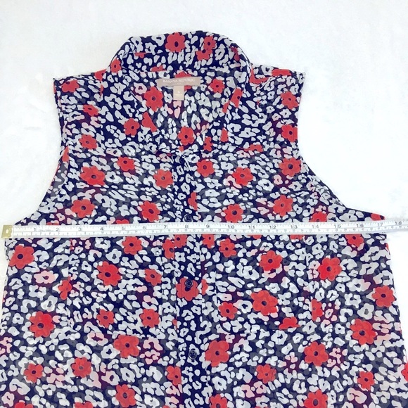 BANANA REPUBLIC Orange Floral Sheer Blouse Size S - Picture 4 of 7